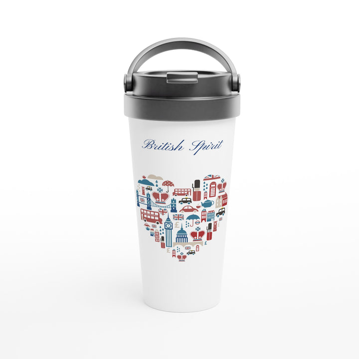 White Stainless Steel Travel Mug UK