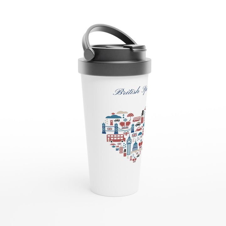 White Stainless Steel Travel Mug UK