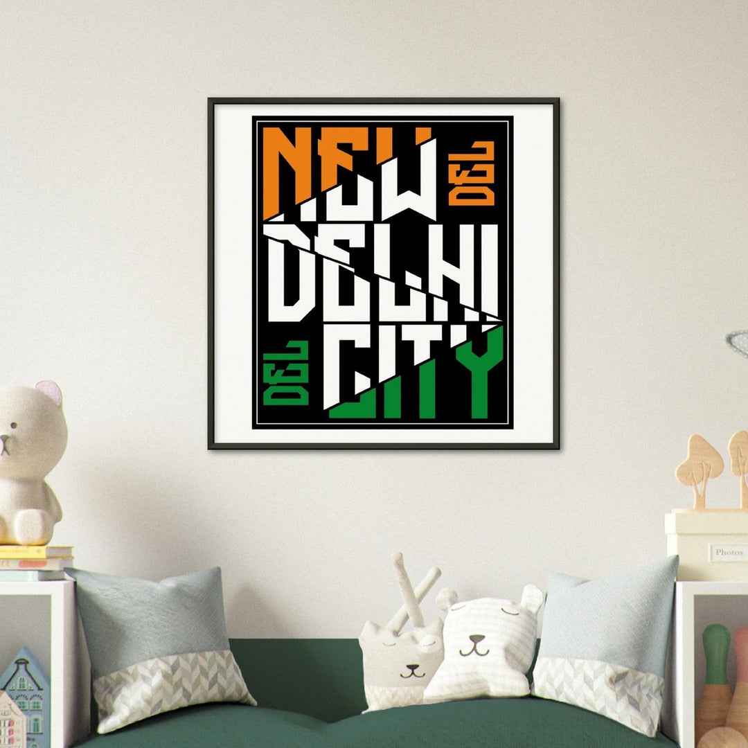 NEW DELHI CITY Poster framed in metal